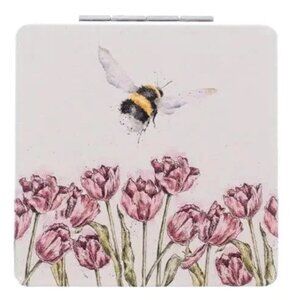 Wrendale Designs Makeup or Purse Compact Mirror, 2x2" Square - Bee